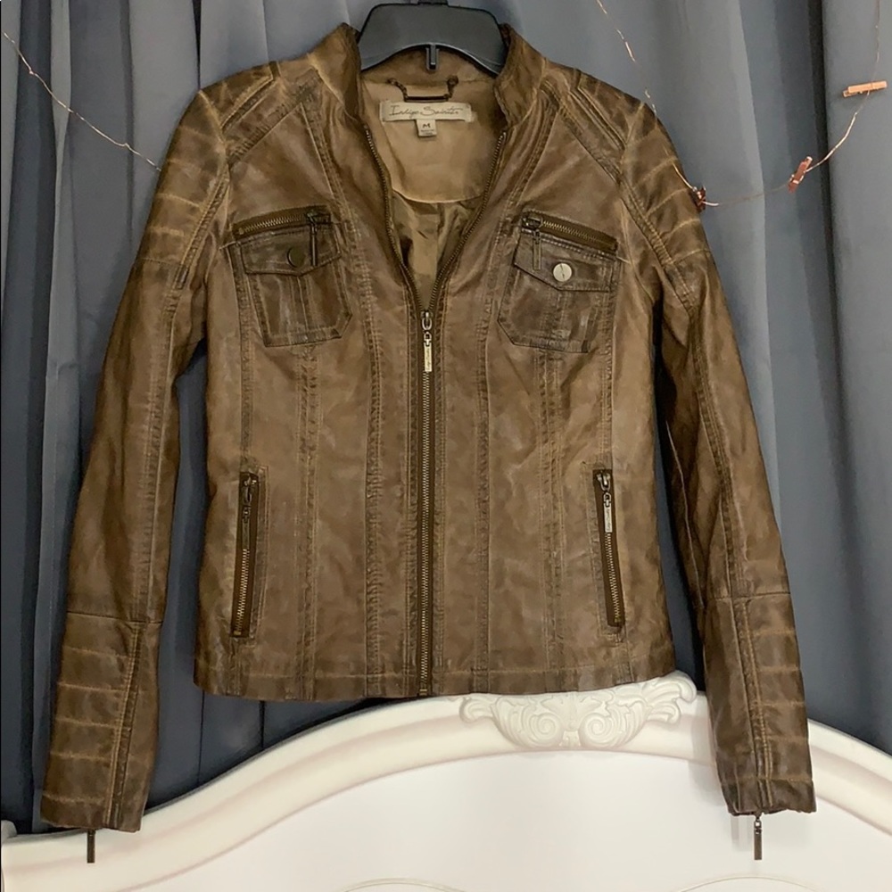 COPY - Indigo Saints brown/tan leather zip up jac…